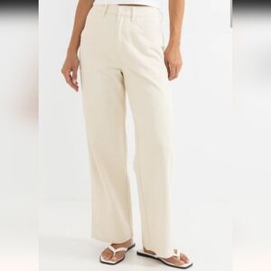 High-Rise Wide-Leg Pants in Cream by
